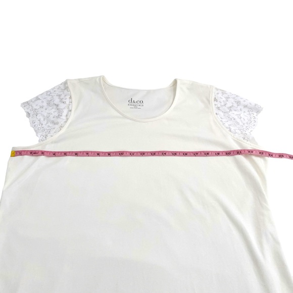 D&Co. Denim&Co. White Top With Lace Sleeves, Size XL - Picture 4 of 8